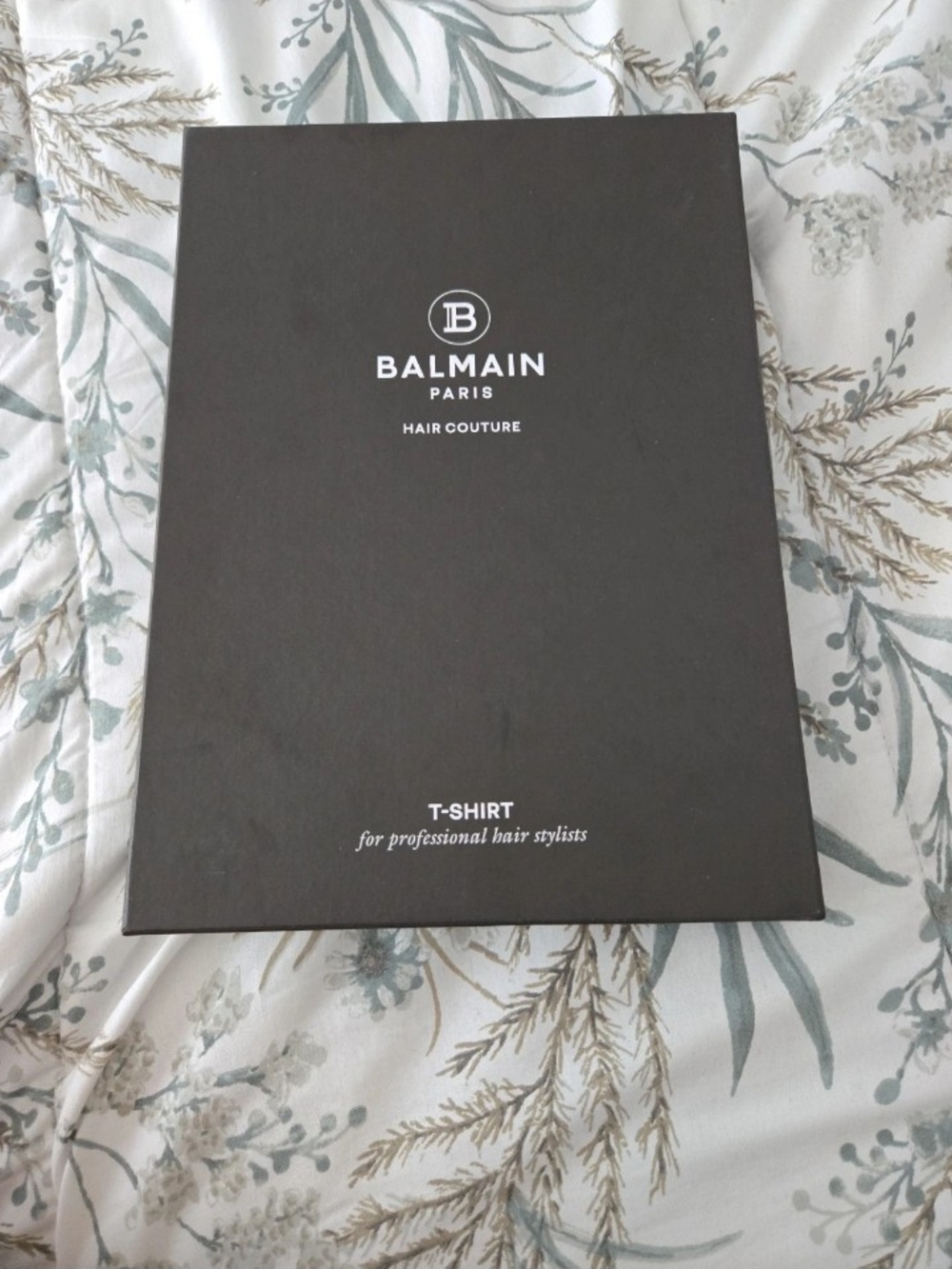 Balmain Black Long Sleeve Logo Tee with White Print